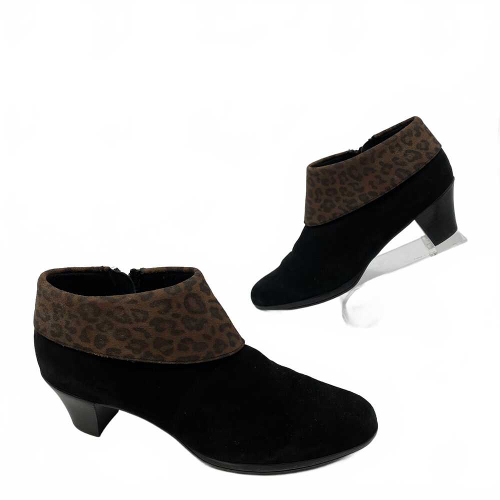 Munro Black Brown Ankle Boots Animal Print | Womens 10